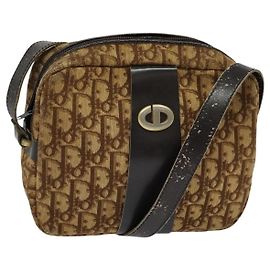 Borsa a spalla in tela Trotter Christian Dior marrone Auth BD734 Marrone
