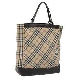 Bolsa de mão em lona e couro bege Burberry Nova Check Blue Label Auth EC545 Bege