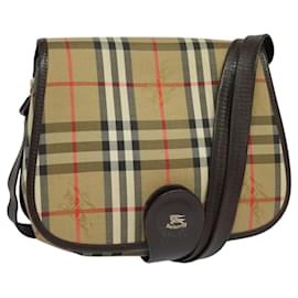 Autre Marque-Burberrys Nova Check Shoulder Bag Canvas Beige Gold Auth BA604-Beige,Golden