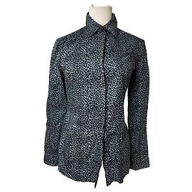 Camicia in tela leopardata vintage Gianni Versace blu/nera 38/M Nero