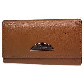 Chaveiro de couro vintage Dior marrom Laranja