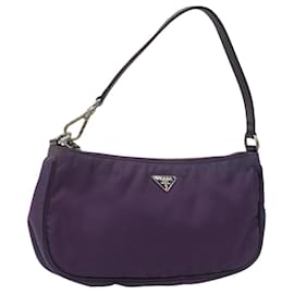Prada-PRADA Accessory Pouch Nylon Purple Silver Auth EC719-Silvery,Purple