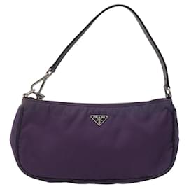 Prada-PRADA Accessory Pouch Nylon Purple Silver Auth EC719-Silvery,Purple