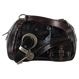Dior Gaucho-Lederhandtasche Schwarz