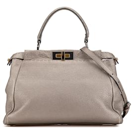 Fendi-FENDI Handbags T.  Leather-Silvery