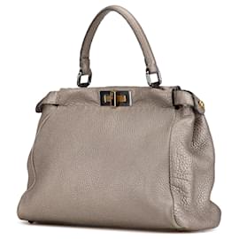 Fendi-FENDI Handbags T.  Leather-Silvery