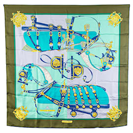 Hermès-HERMES Scarves T.  Silk-Green