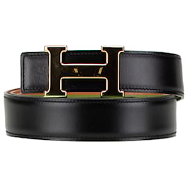 Hermès-HERMES Belts T.  Leather-Black