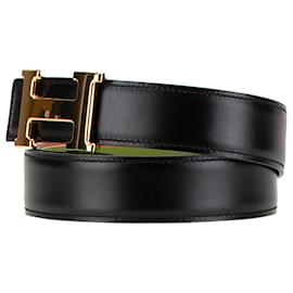 Hermès-HERMES Belts T.  Leather-Black