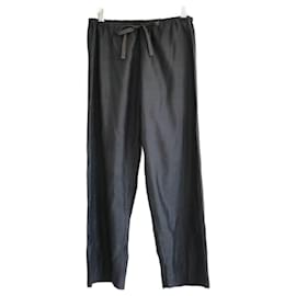 Autre Marque-Dosa Dark Grey Cropped Silk Pants Trousers-Dark grey