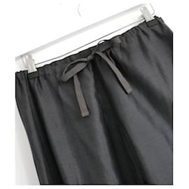Autre Marque-Dosa Dark Grey Cropped Silk Pants Trousers-Dark grey