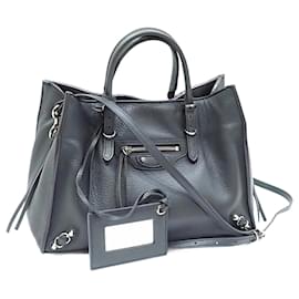 Balenciaga-Balenciaga Paper Mini Handbag in Gray Leather-Brown