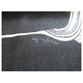Hermès-Hermès shawl Zouaves and Dragons cashmere and silk 140X140 new box-Black