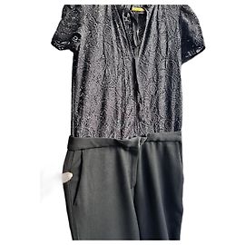 Maje Schwarzes Kleid mit Spitzenoberteil Schwarz