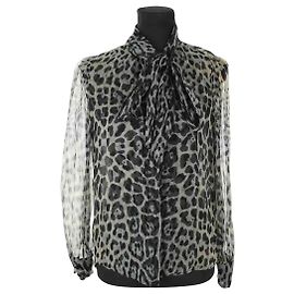 Saint Laurent Blusa di seta verde Verde