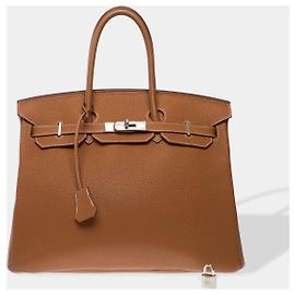 Hermès HERMES Birkin 35 Bag in Golden Leather - 102584 Golden