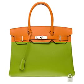Hermès-HERMES Birkin 30 Bag in Orange Leather - 102583-Orange