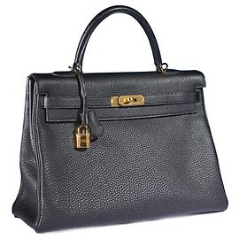 Hermès Kelly 35 Black Togo Leather Handbag Black