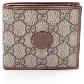 Gucci-Gucci Interlocking G GG Supreme Bifold Wallet-Grey
