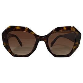 Prada-Prada Geometric Tortoiseshell Sunglasses in Brown Acetate-Other