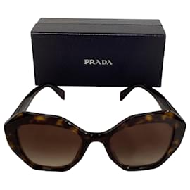 Prada-Prada Geometric Tortoiseshell Sunglasses in Brown Acetate-Other