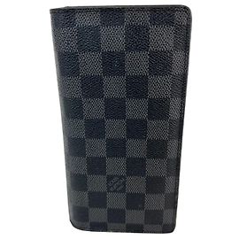Portefeuille long en toile noire Damier Graphite Brazza de LOUIS VUITTON Noir