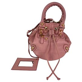 Bolsa bucket mini Pompon rosa pink Balenciaga de corde Giant 12 com hardware dourado Rosa