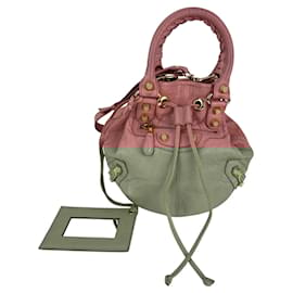 Balenciaga-Balenciaga agneau Giant 12 Gold Hardware Mini Pompon Rose Pink Bucket Bag-Pink