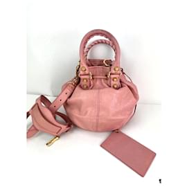 Balenciaga-Balenciaga agneau Giant 12 Gold Hardware Mini Pompon Rose Pink Bucket Bag-Pink