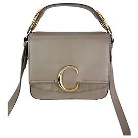 Chloé Borsa a spalla Chloe in pelle scamosciata lucida, piccola modello C, grigio Motty Grigio