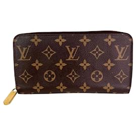 Louis Vuitton-LOUIS VUITTON  Zippy Monogram Pink Leather Wallet Clutch-Brown