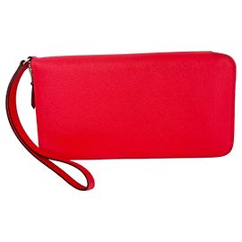 Hermès Hermes Epsom Lucky Wrist Azap Leather Pink Red Wallet Pink