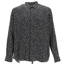 Camicia in seta nera con stampa di note musicali Saint Laurent Nero