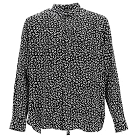 Saint Laurent-Chemise en soie noire imprimée de notes de musique Saint Laurent-Noir