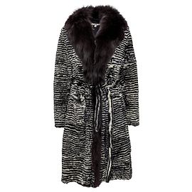 Gianfranco Ferré Rabbit and Fox Fur Coat - '90s Black