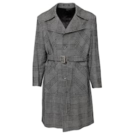 Emporio Armani-Emporio Armani Checkered Long Coat - '10s-Black