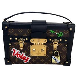 Borsa a tracolla Louis Vuitton Petite Malle Patches Monogram Marrone