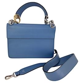 Fendi-Fendi F Kan 1 Medium Blue Leather Shoulder Hand Bag-Blue