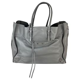 Balenciaga-Balenciaga Veau Papier A4 Zip Around Grey Shoulder Bag-Grey