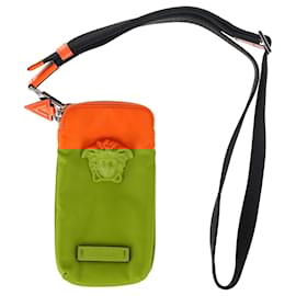 Versace-Versace La Medusa Mini Bag in Orange Nylon-Orange