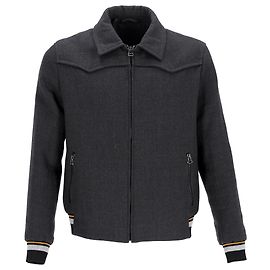 Lanvin Zipped Bomber Jacket in Grey Wool Grey