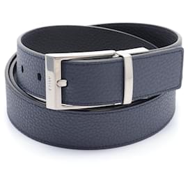 Bally-Bally Leather Belt Navy/Black 6304878-Blue