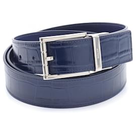 Bally-Bally Leather Belt Navy 6307590-Blue