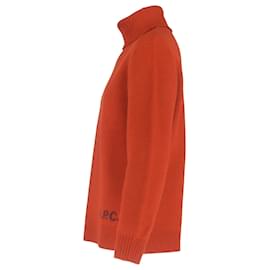 Apc-A.P.C. Walter Turtleneck Sweater in Orange Virgin Wool-Orange