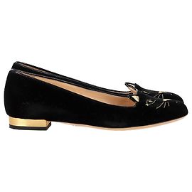 Sapatilhas Kitty da Charlotte Olympia em veludo preto Preto