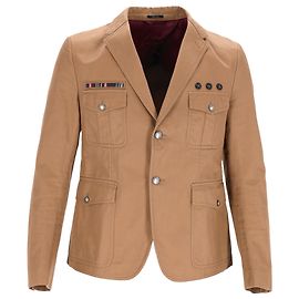 Blazer militar Gucci de um botão com bolsos em algodão marrom Marrom Vermelho