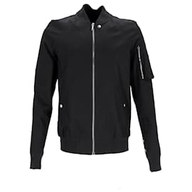 Rick Owens-Veste bomber zippée Rick Owens avec poche sur le bras en coton noir-Noir