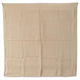 Louis Vuitton-Louis Vuitton Silk Monogram Scarf Stole-Brown,Beige