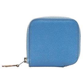 Hermès Hermes Silk In Leather Coin Case Blue