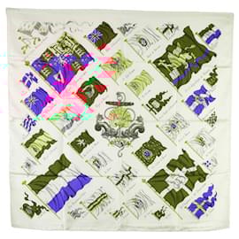 Hermès-Hermes Silk Scarf PAVOIS Multicolor-White